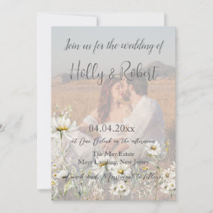 Convites Foto QR Code Daisy Wedding