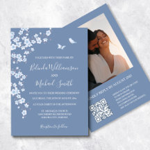Foto QR Code Dusty Blue Cherry Blossom | Casamento
