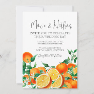 Convites Foto QR Código Boho Orange Blossom Casamento