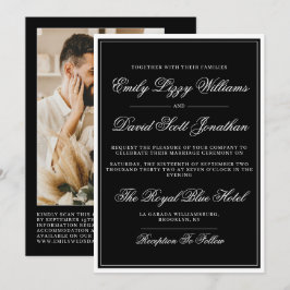 Convites Foto QR Tradicional Clássica em Preto e Branco