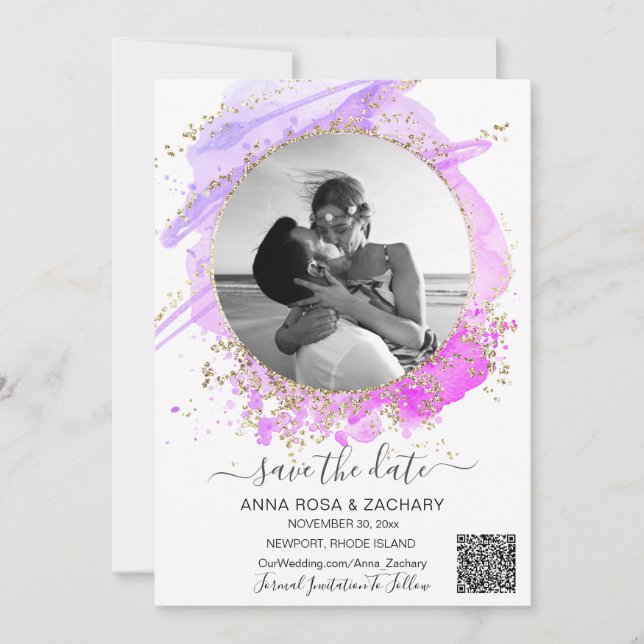 Convites *~* Foto QR WEDDING SALVAR o site DATE AR6 (Frente)