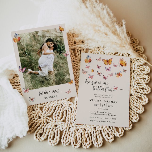 Convites Foto Que Ele Me Dá Chá de panela De Borboletas (Criador carregado)