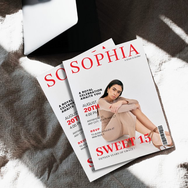 Convites Foto-quinceanera de cobrir de revista única (Criador carregado)