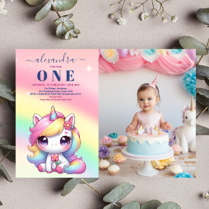 Convites Foto: Rainbow Unicorn Birthday Invitation 1rua