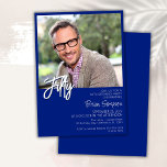Convites Foto Real Blue 50th Birthday<br><div class="desc">Foto do moderno minimalista real azul cinquenta convite de aniversário para uma festa de aniversário divertida. A idade pode ser alterada. Este convite é simples e elegante, convite de aniversário para homens e mulheres. A cor azul real do fundo pode ser alterada para qualquer cor de sua escolha usando a...</div>