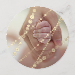 Convites Foto Real Rosa-Dourada Rosa chá de fraldas Raparig