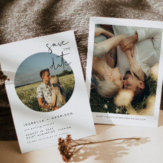 Convites Foto redonda minimalista ADELLA-Modern Salvar data