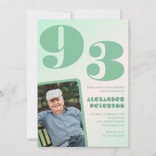 Convites Foto Retro Gradiente Verde Homem Aniversário de 93