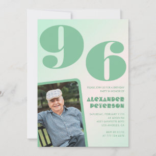 Convites Foto Retrora - Gradiente Verde Homem 96 anos