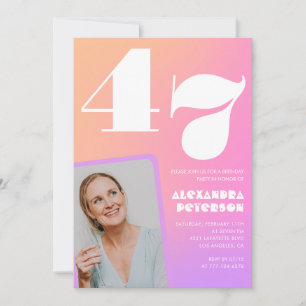 Convites Foto retrorativa com gradiente rosa 47 anos