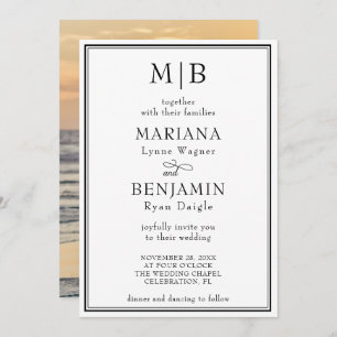 Convites Foto Romântica Casamento Clássico Moderno