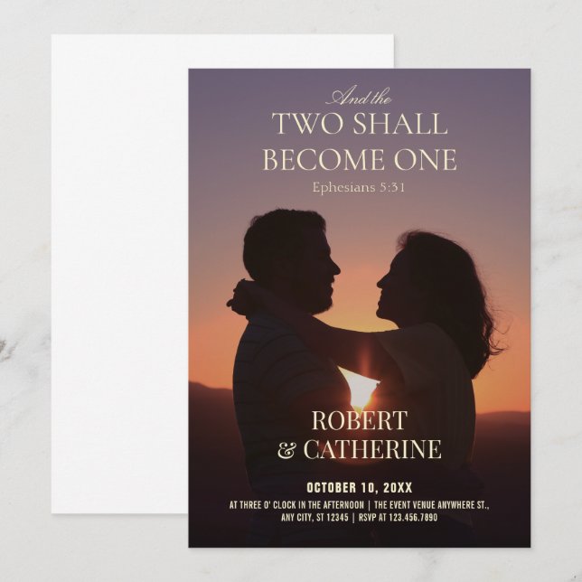 Convites Foto romântica de casamento (Frente/Verso)