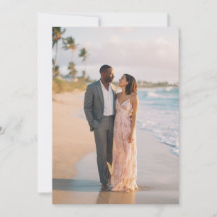 Convites Foto Romântica de Praia em Pastel