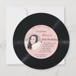 Convites Foto Romântica de Registro de Vinilo Retro - Anive