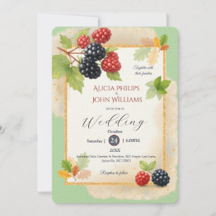 Convites Foto Romântica Rustic Autumn Berry Back