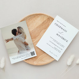 Convites Foto Romântica Simples Typografia QR code Casament