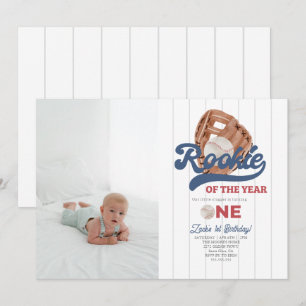 Convites Foto Rookie primeiro aniversario de luvas de beise