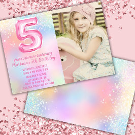 Convites Foto rosa 5 do arco-íris