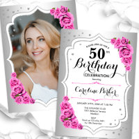 Foto rosa branca-rosa-prata Elegante 50º aniversár