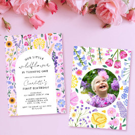 Convites Foto Rosa de Aniversário da Menina