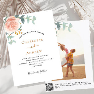 Convites Foto rosa dourado arco de fotos QR RSVP casamento