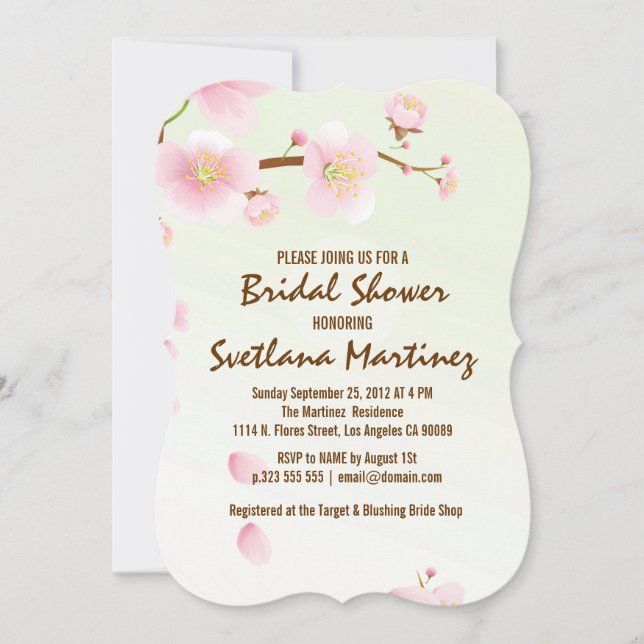 Convites Foto: Rosa E Creme Magnolia Blossom Bridal Show Co (Frente)