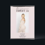 Convites Foto rosa e preta Trendy Modern Sweet 16<br><div class="desc">Personalize como quiser.</div>