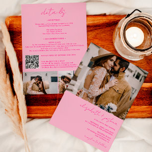Convites Foto rosa-quente 4 Foto Qr tudo num único casament