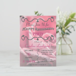 Convites Foto rosa rosa rosa para festa de aposentadoria fe