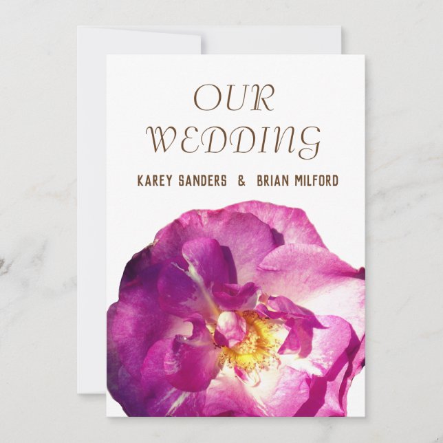 Convites Foto Rosa Rosa Rosa Rosa Rosa Rosa Elegante Convit (Frente)