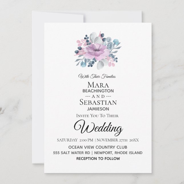 Convites *~* Foto - RSVP - Casamento de BUQUÊ FLORAL QR (Frente)