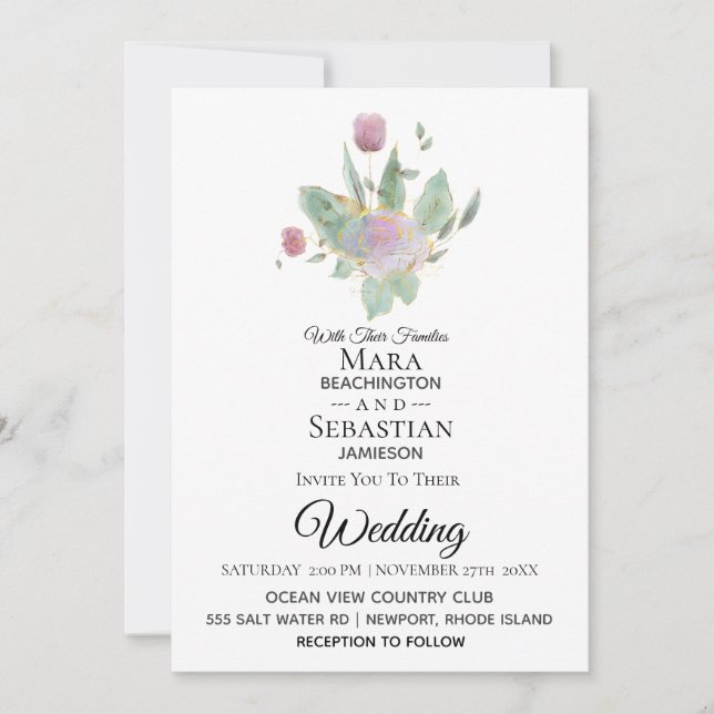 Convites *~* Foto - RSVP - Casamento QR ROSE BOUQUET AR12 (Frente)