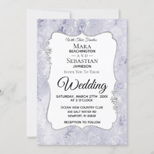 Convites *~* Foto + RSVP + Casamento tema damasco de diaman