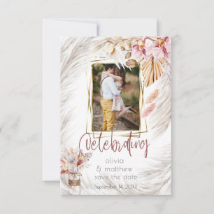 Convites Foto: Rustic Burgundy Pink Ivory Pampas Gras