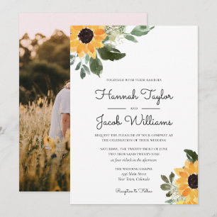 Convites Foto Rustic Sunflower Eucalyptus