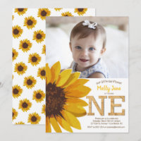 Foto Rustic Sunflower primeiro aniversario Girl
