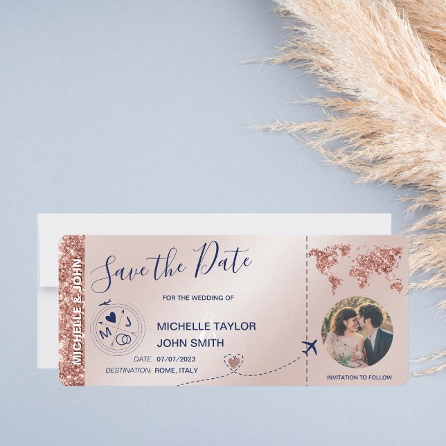 Convites Foto: Salve a data de embarque no mapa mundial (Criador carregado)