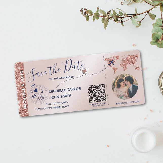 Convites Foto: Salve a data de embarque no mapa mundial QR (Criador carregado)