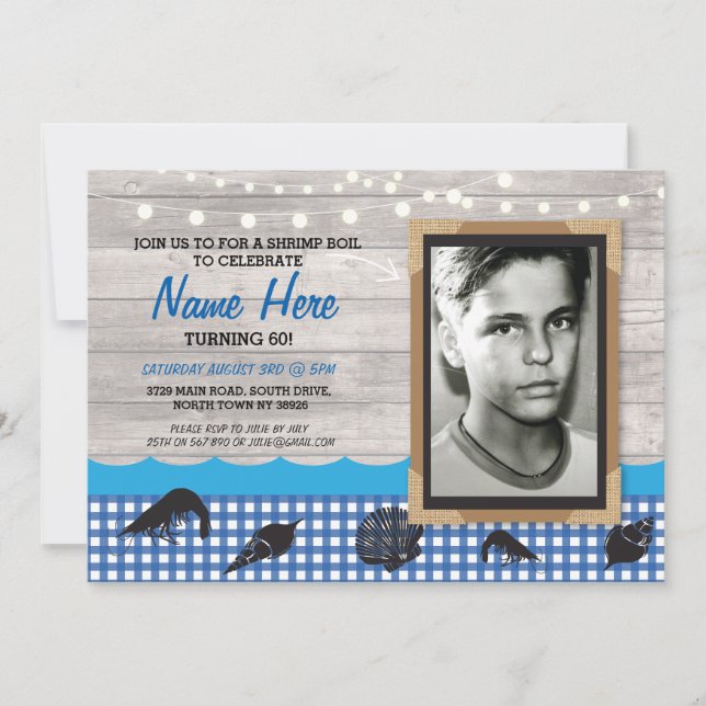 Convites Foto: Shrimp Boil Seafood Invite (Frente)