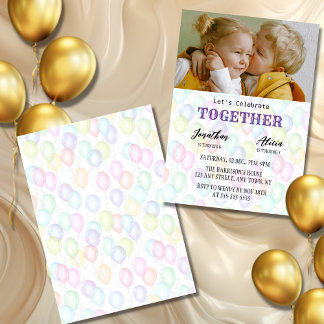 Convites Foto siberil Colorful Balloon Joint Birthday