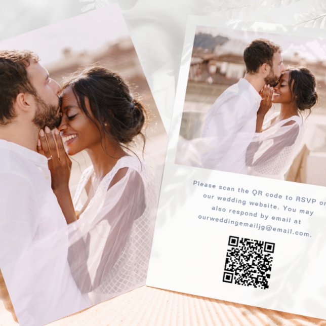 Convites Foto Simples com Casamento Azul do Código QR Rsvp (Criador carregado)
