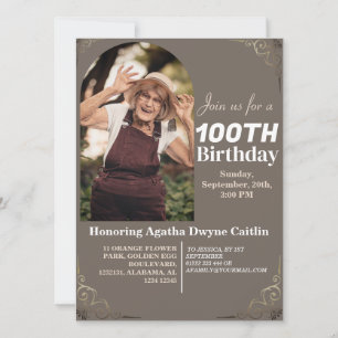 Convites Foto simples da família 100th Festa de aniversário