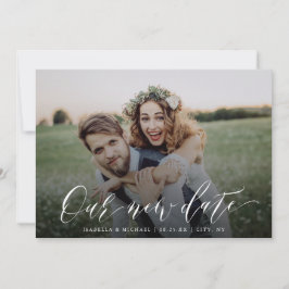 Convites Foto simples de caligrafia muda a data adiada