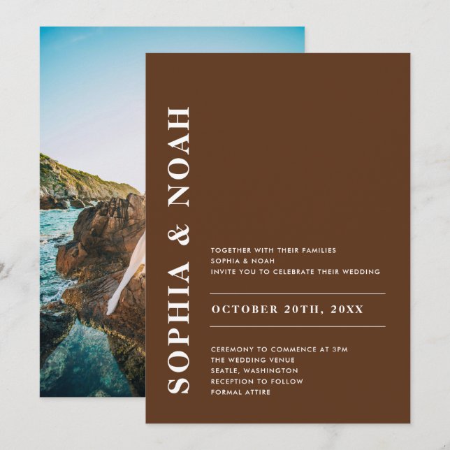 Convites Foto Simples De Casamento Da Escuridão Escura Mode (Frente/Verso)