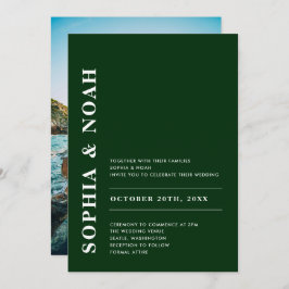 Convites Foto Simples de Casamento Elegante Verde Moderno E