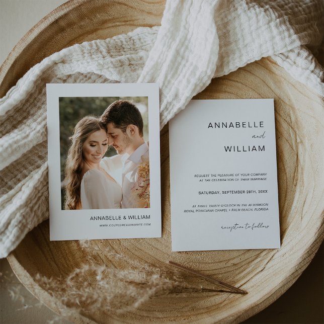 Convites Foto Simples de Casamento Mínimo Preto e Branco (Criador carregado)