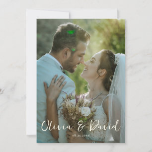 Convites Foto Simples de Casamento Romântico Elegante Cláss