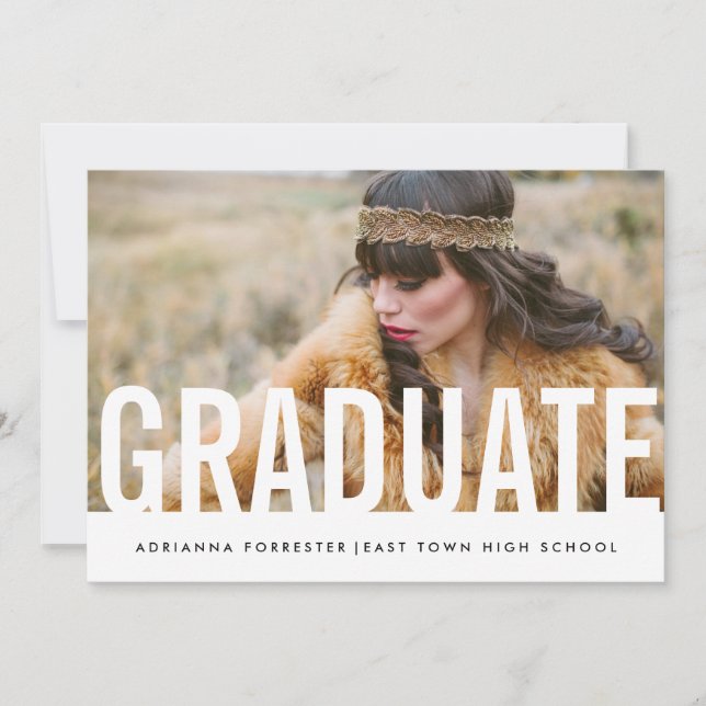 Convites Foto simples de Formando de chic casual (Frente)