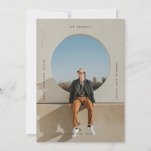Convites Foto Simples de Graduação de Tipografia Preta (Frente)