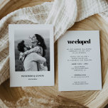 Convites Foto simples de recepção Chic & elegante Elopement<br><div class="desc">Minimalista,  porém impressionante: adote esta design tipográfica ligeiramente retrorreflectora para a sua papelaria de casamento. Texto,  cores e fundo totalmente personalizáveis.</div>